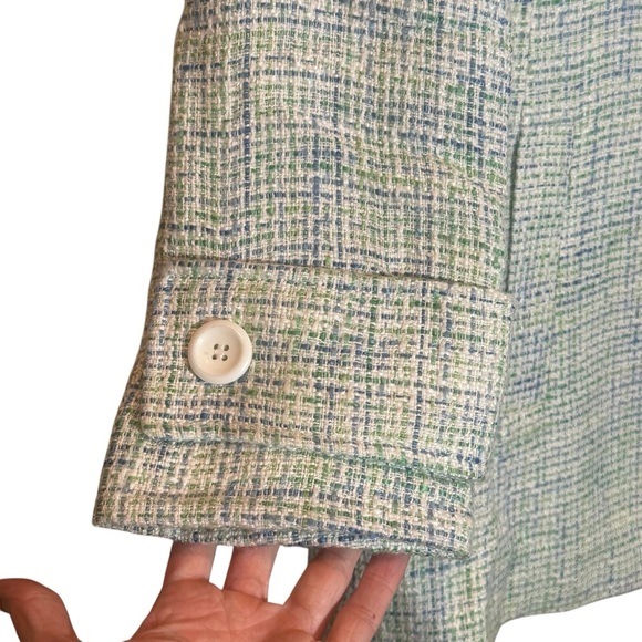 Isabella Demarco White Blue Green Women’s Lined Blazer Jacket Size 8 - Picture 3 of 9